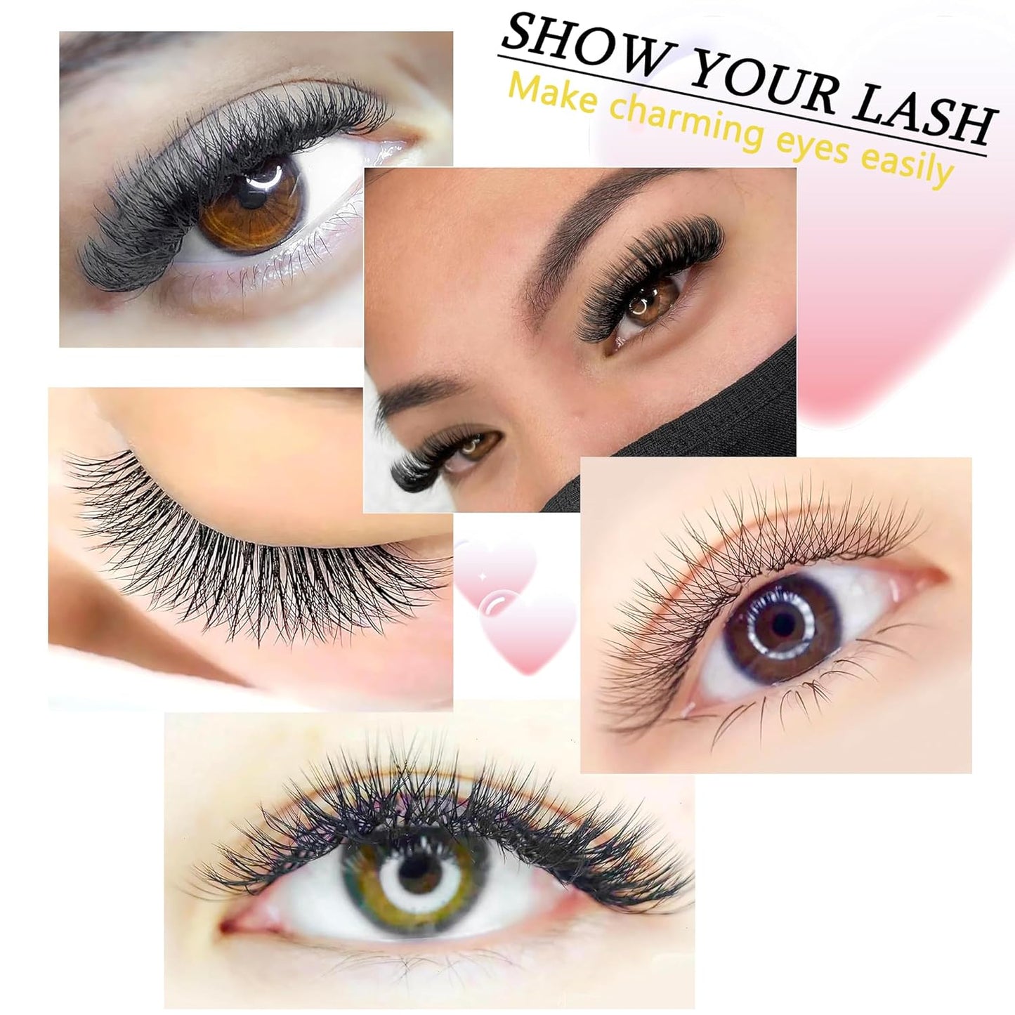 Lash Extensions Double Tips 4D Eyelash Extensions W Shape 0.07mm Thickness D Curl Mix 8-15mm Premade Fans Easy Fan Volume Lashes Matte Black Crisscross(W-4D-Double Tips-0.07-D,8-15mm Mix)