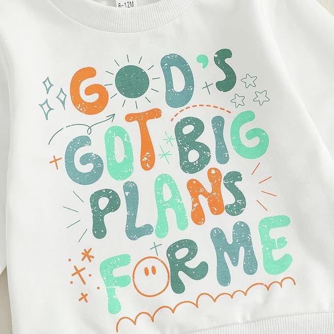 Nyapruwe Toddler Baby Boy Fall Outfit Funny Print Long Sleeve Sweatshirt Joggers Pants Set Kids Warm Winter Clothes