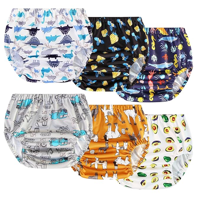 Joyo roy 6Pcs Waterproof Cloth Diaper Cover Reusable Plastic Training Pants for Toddlers Diaper Covers for Boys Leak Proof Rubber Underwear for Potty Training Plastic Underwear for Toddlers 5T