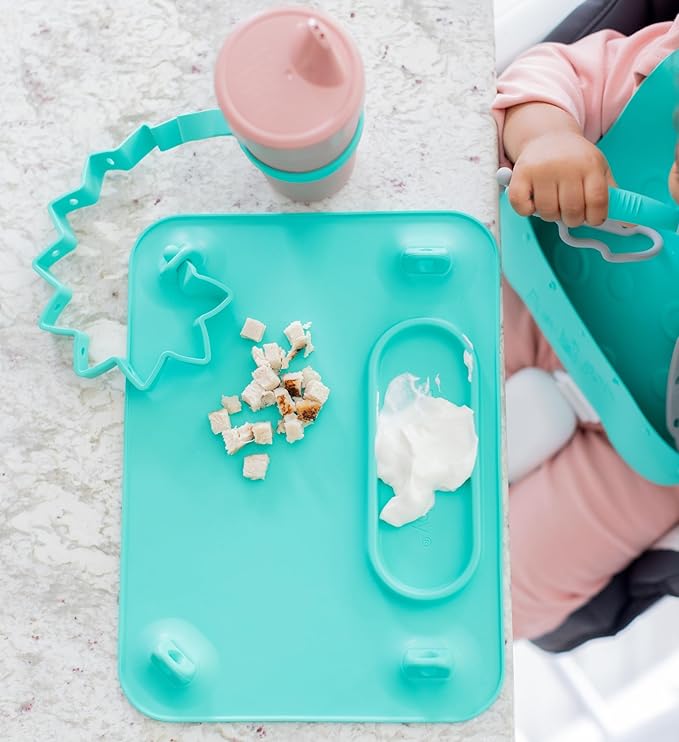 Busy Baby Bottle Bungee - Sippy Cup Strap - Keeps Bottles and Sippy Cups Off The Floor - Food Grade Silicone - Dishwasher Safe (Spearmint)
