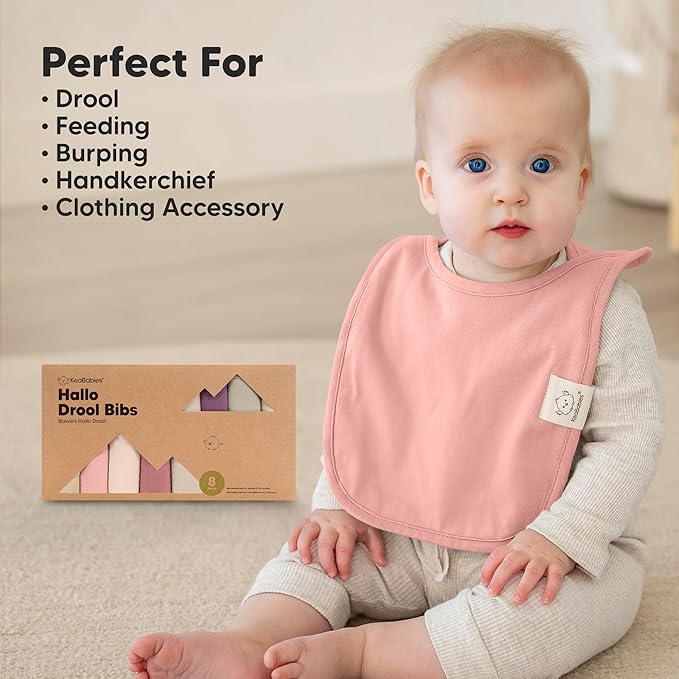 8-Pack Baby Bibs for Boys, Girls - Pullover Bibs for Drooling Teething Baby Girl & Boy Toddler, Newborn, Soft & Absorbent, Cute Colors, Large Torso Coverage Keep Infant Clean & Dry (Dahlia)