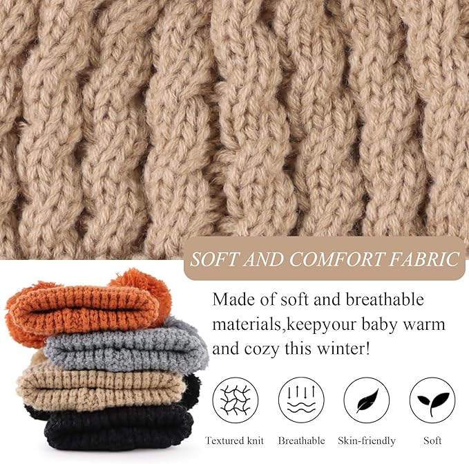 Yuoahcn Baby Girl Beanie Winter Baby Boy Hat with Pom pom Warm Infant Knitted Hats Toddler Kid Beanies