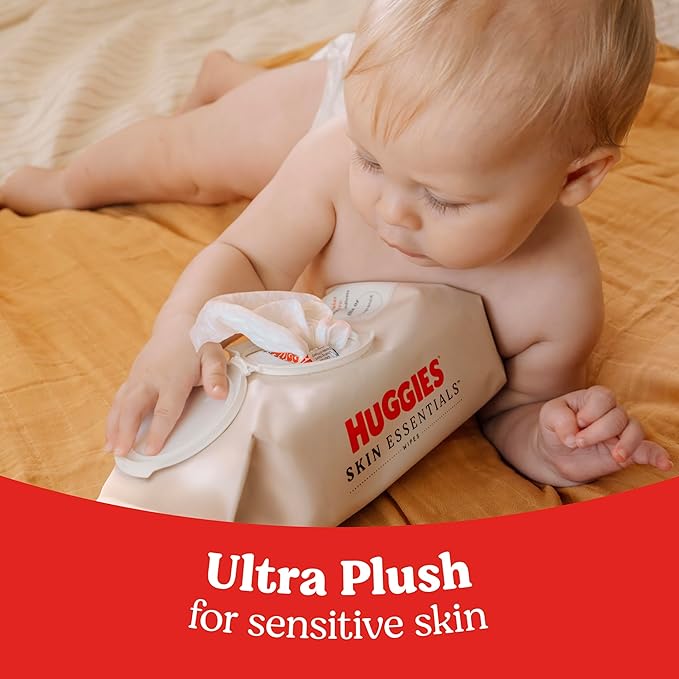 Huggies Skin Essentials Baby Wipes, Hypoallergenic, 99% Water, 15 Flip Top Packs (840 Wipes Total)