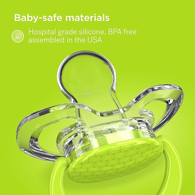 Smilo Baby Pacifier with Orthodontic Design for Healthy Dental Development - Stage 1 for Babies 0-3 Months - Pack of 3X 100% Silicone Newborn Pacifiers BPA Free - Aqua Blue