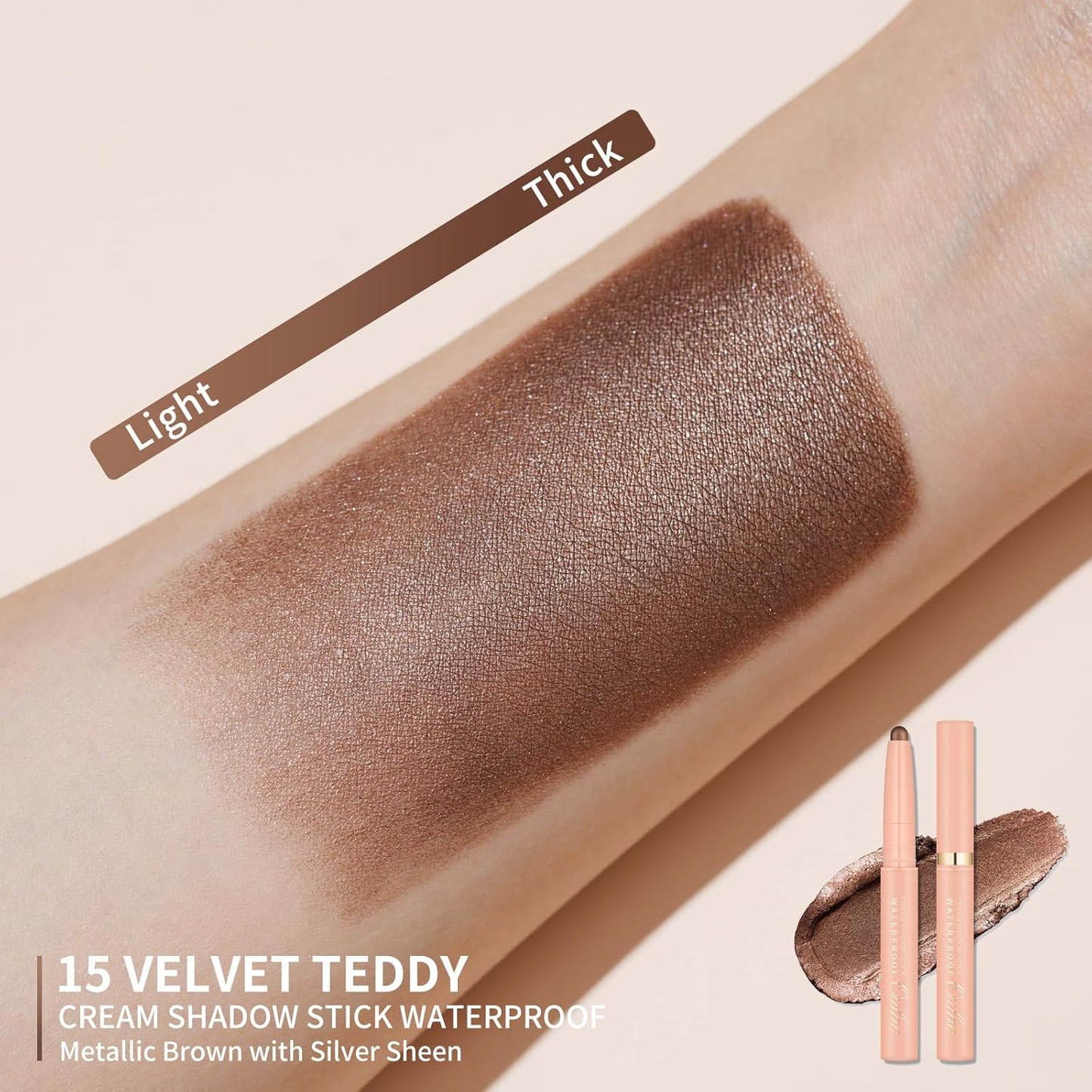 Oulac Brown Eyeshadow Pencil – Twist-Up Creamy Crayon, Waterproof Long Lasting Eye Makeup, Vegan & Cruelty-Free Eye Makeup, 1.25g, 15 Velvet Teddy