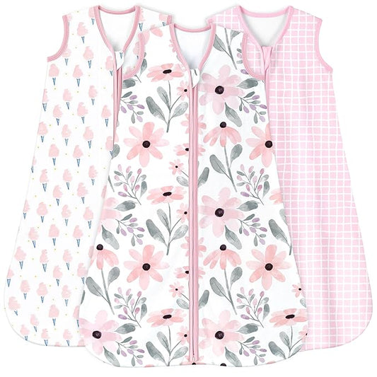 Yoofoss Baby Sleep Sack 6-12 Months 0.5 Tog Wearable Blanket for Baby, 3 Pack 100% Organic Cotton Infant Toddler Sleeping Sack 2-Way Zipper Lightweight Sleep Sack