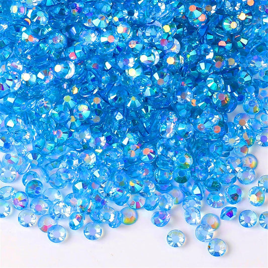 1000 Pieces SS20 5mm Flatback Rhinestones AB Clear Round Gems Crystals for Nail Art DIY Crafts Clothes Shoes Bags （Transparent Peacock Blue AB）