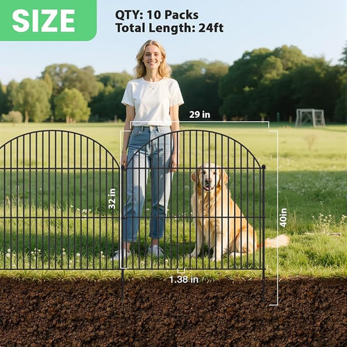 10Pcs No Dig Garden Fence, 32in/24ft Rustproof Metal Dog Fence Outdoor - Image 2