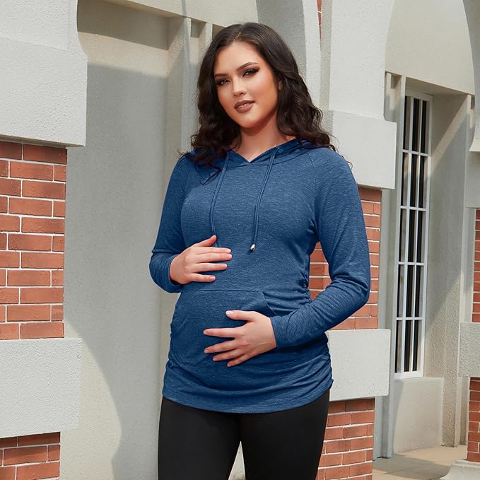 GINKANA Maternity Hoodie Long Sleeves Shirts Casual Maternity Top Pregnancy Sweatshirt Casual Clothes