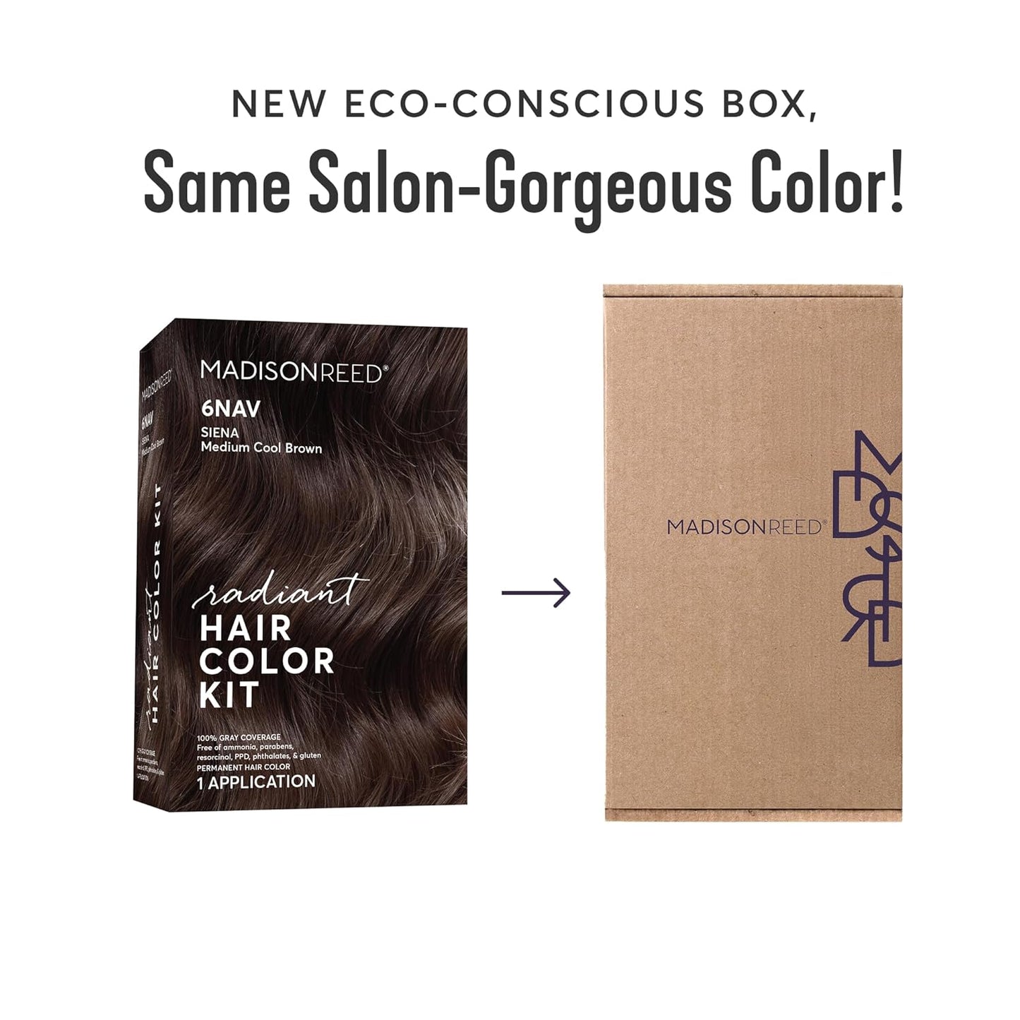 Madison Reed Radiant Hair Color Kit | 6NA Medium Ash Brown with Cool Smoky Undertones (Monza Brown) for 100% Gray Hair Coverage | Dimensional Permanent Hair Dye | PPD-Free & Ammonia-Free | 2 Pack