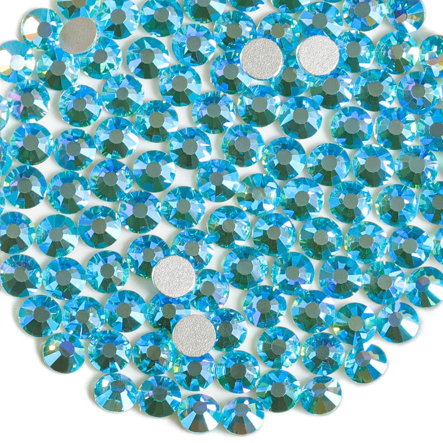 Beadsland 1440 Pieces Flat Back Crystal Rhinestones Round Gems,Aquamarine AB,SS3,1.2-1.4mm