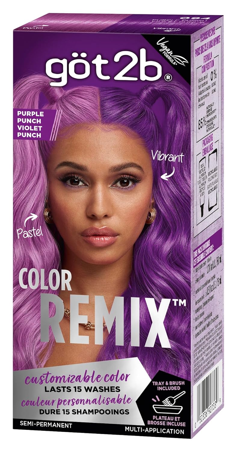 Got2b Color Remix, Customizable Semi-Permanent Hair Color, 094 Purple Punch