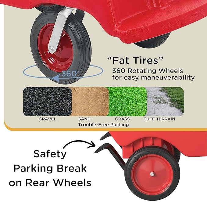 Children’s Factory 4 Passenger Bye-Bye Buggy, Red-White Seats, AFB6300F, Daycare or Preschool Stroller for Infants, Toddlers and Kids, Canopy Sold Separately