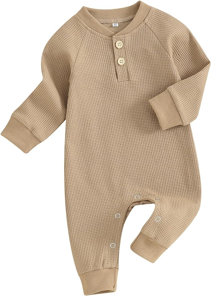 Kuriozud Newborn Infant Unisex Baby Boy Girl Clothes Button Romper Jumpsuit Basic One Piece Outfits
