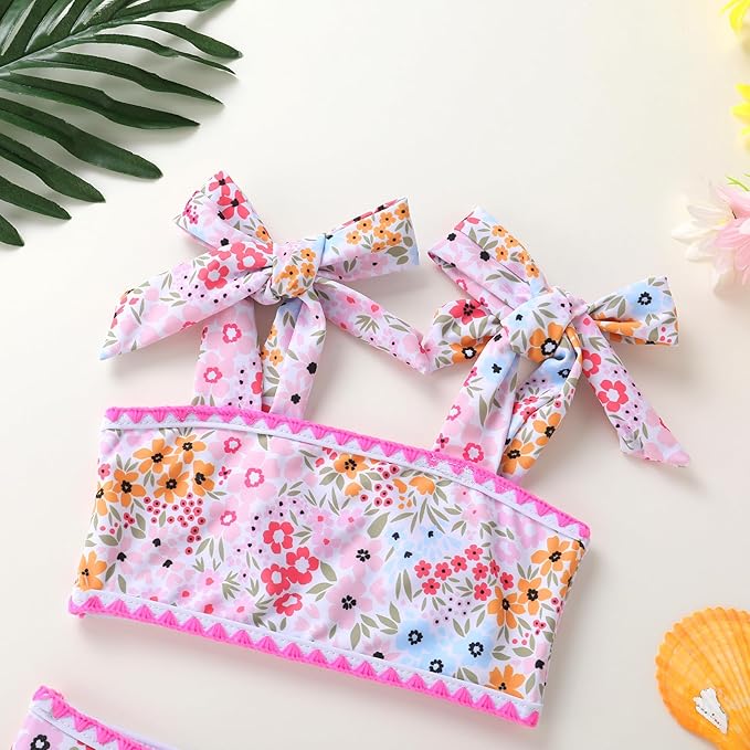 YOUNGER TREE Toddler Girls Two Pieces Swimsuit Color Block Stripe Swimwear Summer Beach Bathing Suit 18M-5T