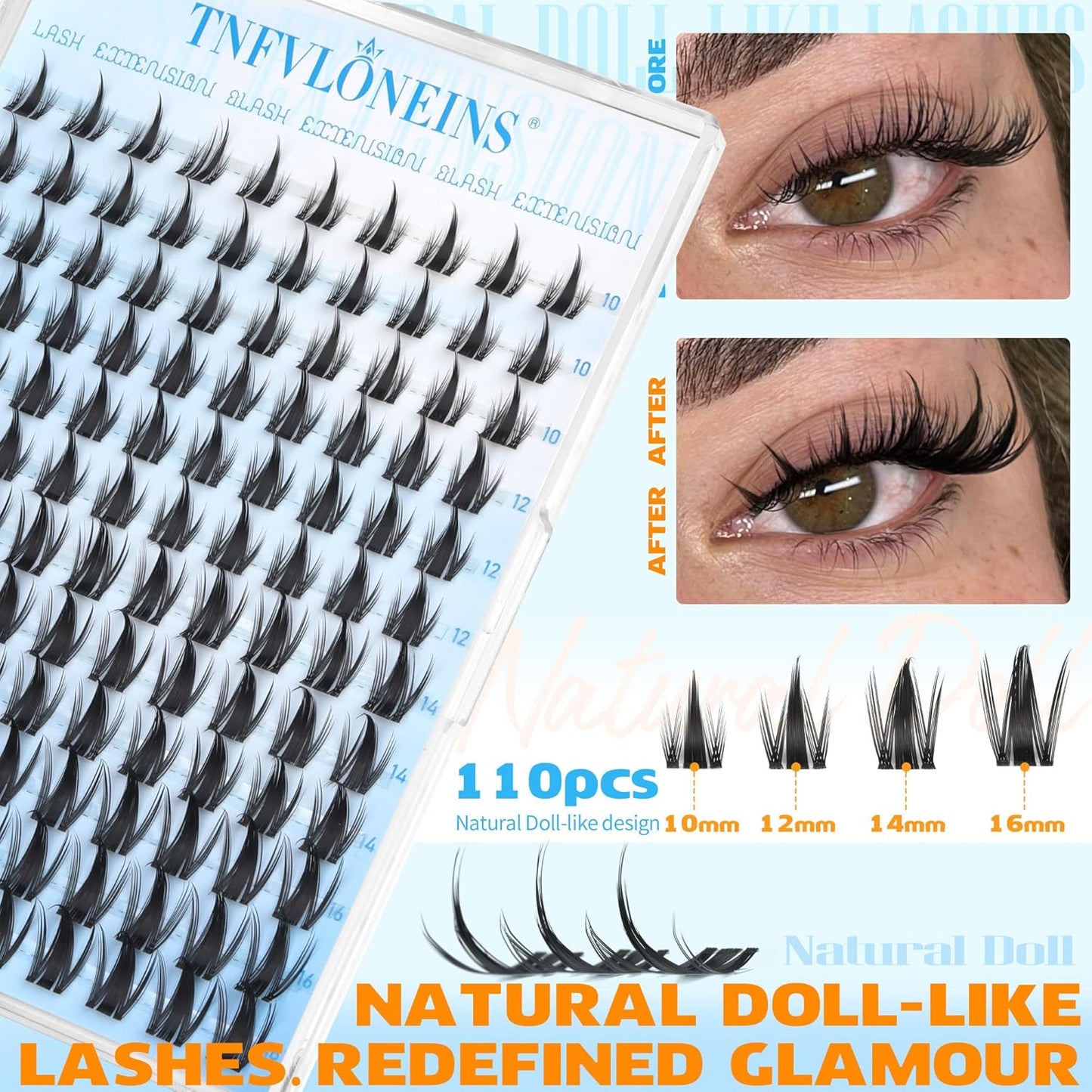 TNFVLONEINS Manga Lash Clusters with Spikes Fairy Eyelash Clusters Anime Cluster Eyelash Extensions Doll-like Individual Lashes Wide Band Eyelash Extension Natural Eye Lash Clusters