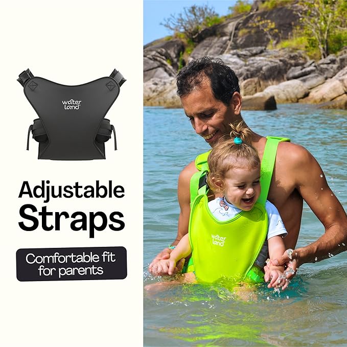 WaterLand Baby Carrier - Innovative Carrier You Can Use Both in Water & Land - Waterproof Infant Chest Holder with Adjustable Straps, Lightweight Toddler Harness for Pool & Beach (Yellow)