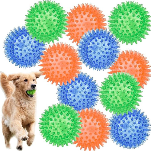 12pack Squeaky Dog Toys Spiky Dog Balls Cleans Teeth and Promotes Dental and by LECHONG