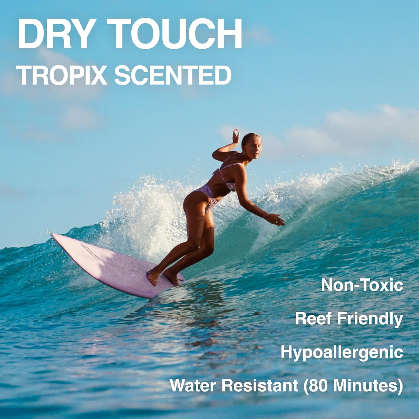 Surface Sunscreen Spray SPF 50 for Body, Lightweight Natural Formula, Reef Friendly, Broad Spectrum UVA UVB Protection, Water Resistant Sun Care for 80 Minutes Outdoor Use, Tropical Scent, 6oz