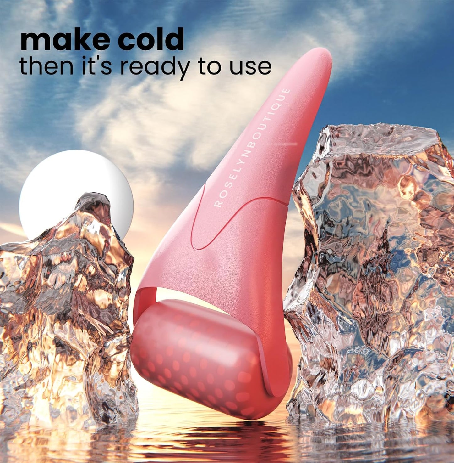 ROSELYNBOUTIQUE Ice Roller for Face Wrinkles Fine Lines Puffiness Stick Massager Facial Skin Care Tools Self Care Gifts for Men Women (Pink)