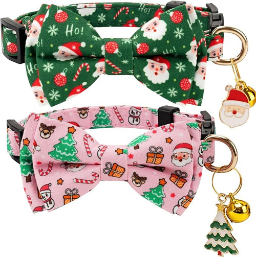 2 Pack Christmas Cotton Cat Collar by Gelwoo