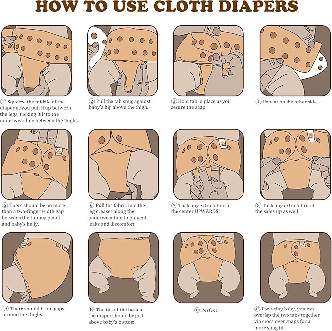 Mama Koala 3.0 Pocket Cloth Diapers for Babies with Suede Cloth Lining, 6 Pack with 6 4-Layer Natural Diaper Inserts - Reusable and Washable Pocket Diapers (Simply Neutral)