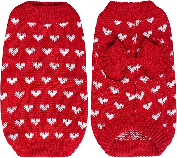 Dxhycc Dog Knitted Sweater Dog Heart Sweater Puppy Sweater Warm Soft Pet - Image 2