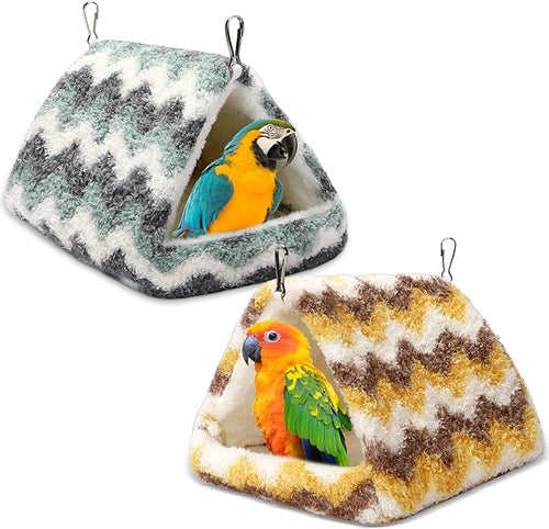 2 Pack Bird Nest House, Hanging Hammock Fluffy Parrots Bird Bed by PETKNOWS