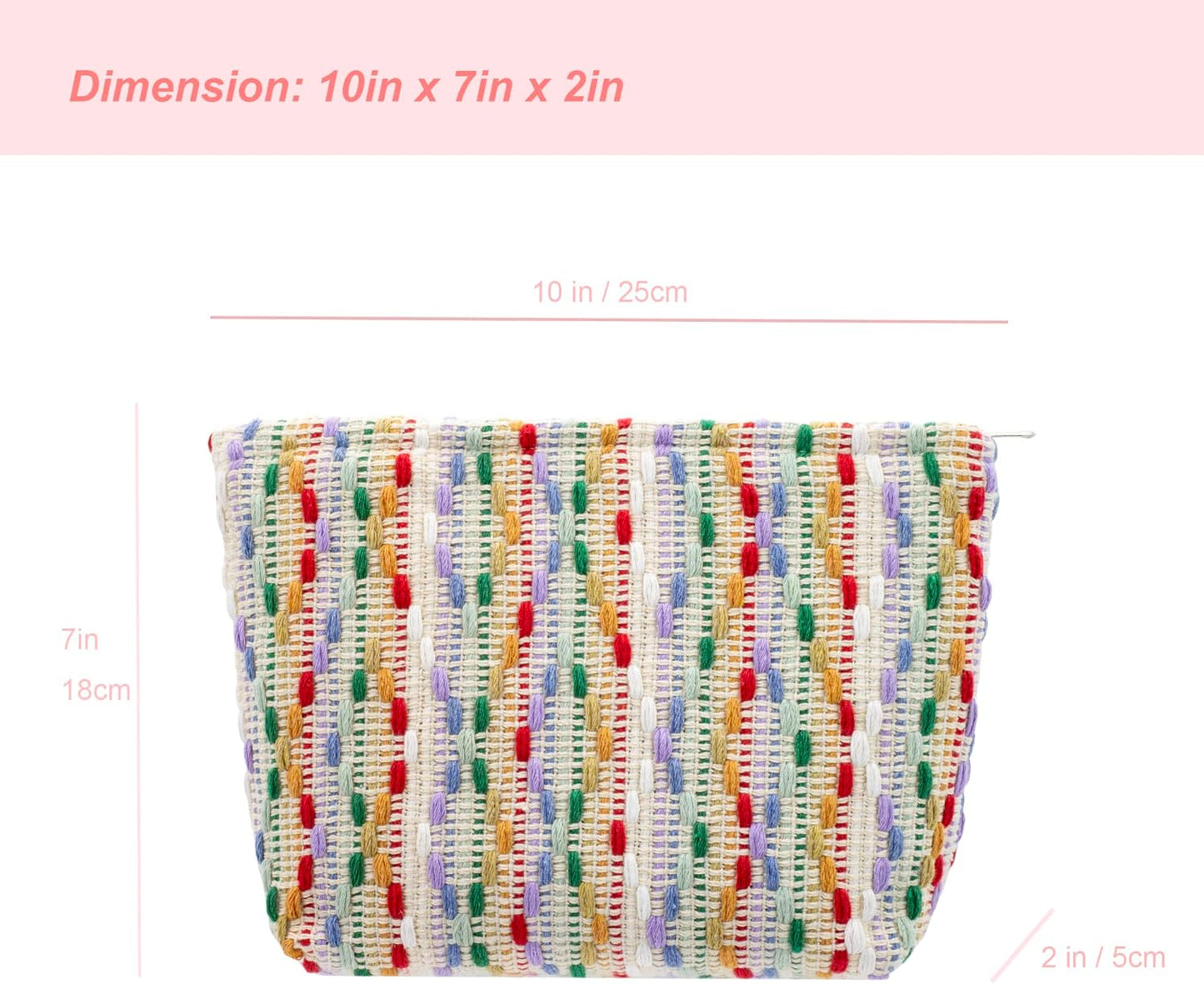 Makeup Bags for Purse Zipper Cosmetic Pouch Large Travel Canvas Make Up Organizer Tool Pouch for Women and Girls,Rainbow Dot