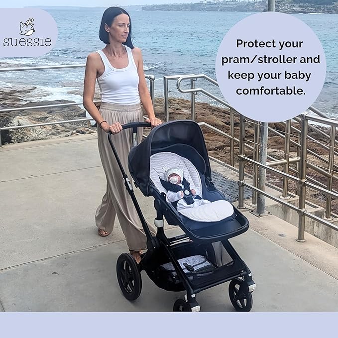 Suessie Stroller Liner - Universal and Reversible Seat Insert, Sand Stripe