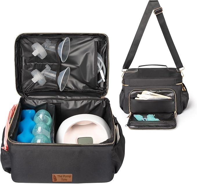 Breast Pump Bag - Pumping Tote Bag Compatible with Spectra S1 S2 Gold, Medela, and More, Stylish and Functional for Busy Moms, with Built-in Cooler