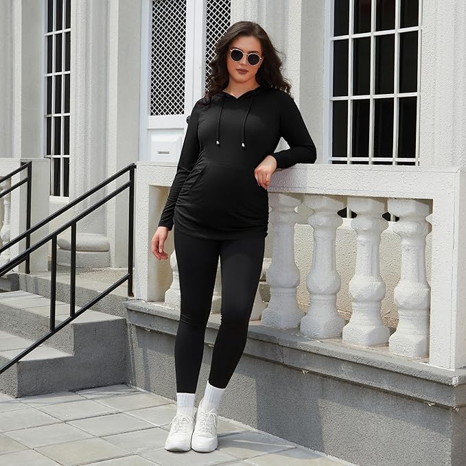 GINKANA Maternity Hoodie Long Sleeves Shirts Casual Maternity Top Pregnancy Sweatshirt Casual Clothes