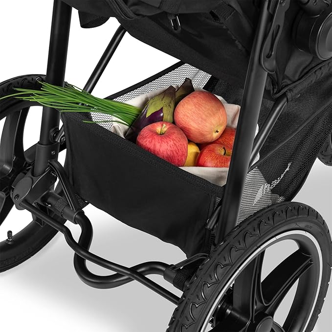hauck 3-Wheel All Terrain Stroller with Raincover, XL Pneumatic Air Wheels, Mesh Window, and Height-Adjustable Handle, UPF 50+ - from Birth up to 48.5lbs