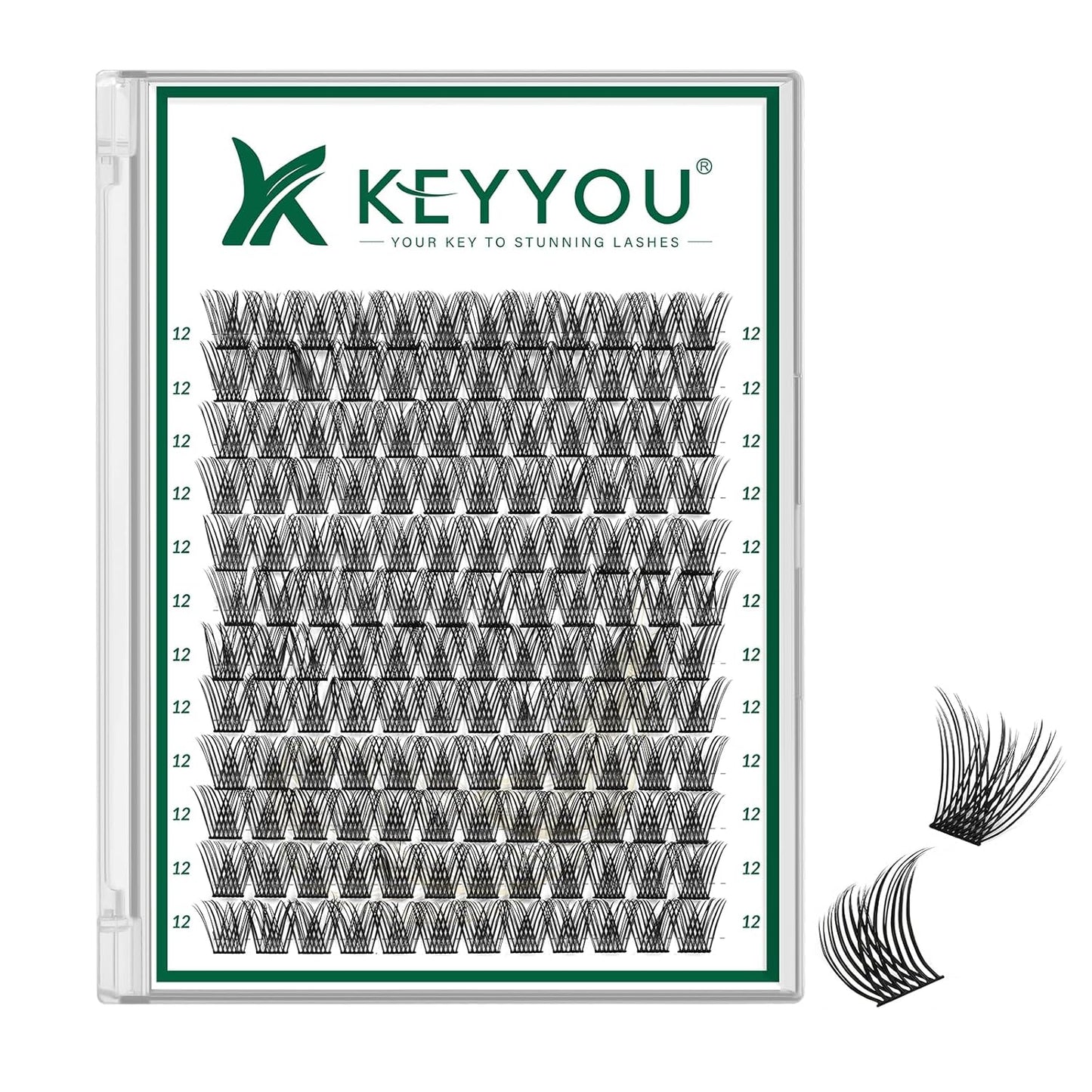 Lash Clusters 144pcs Individual Lashes D Curl 12mm Eyelash Clusters KEYYOU Air Touch Cluster Lashes Super Lightweight Soft Wispy Comfortable Easy DIY at Home(Air04-D-12mm)