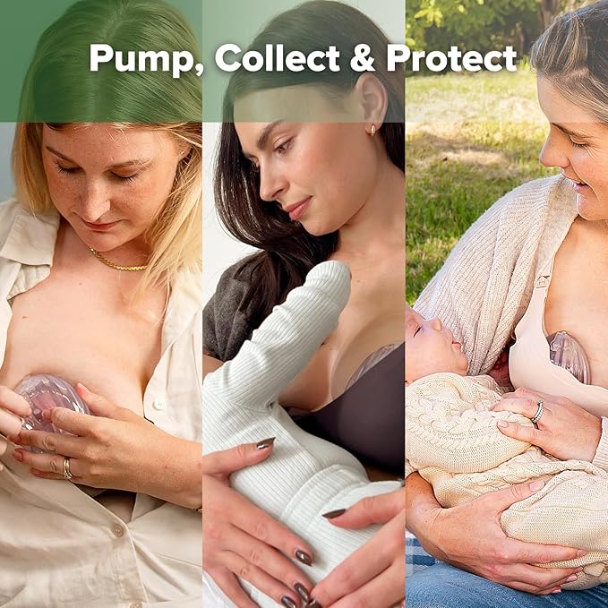 haakaa Wearable Silicone Breast Pump with Steriliser Bag, 2-in-1 Hands-Free Passive Breast Milk Catcher for Nursing Mom, Breastfeeding Essentials, 75ml Shell Pump & 750ml Steriliser Bag - Grey