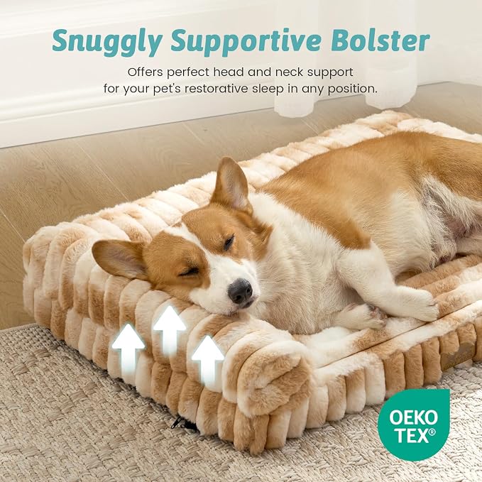 Cute Dog Bed for Medium Dogs, Faux Rabbit Fur Orthopedic Foam Dog Bed - Image 3