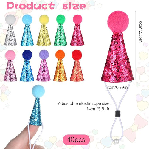 10PCS Small Party Hats for Stuffed Animals, Mini Birthday Hats for Stuffed - Image 2