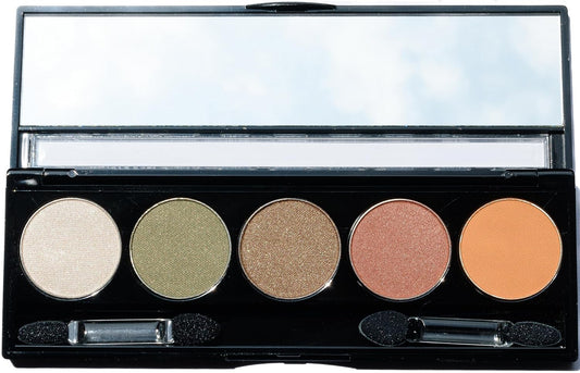 Moroccan Spice Shimmer White, Olive Green, Gold, Copper Penny Red, and Light Matte Orange Vegan Eyeshadow Palette; Talc, Paraben & Cruelty Free