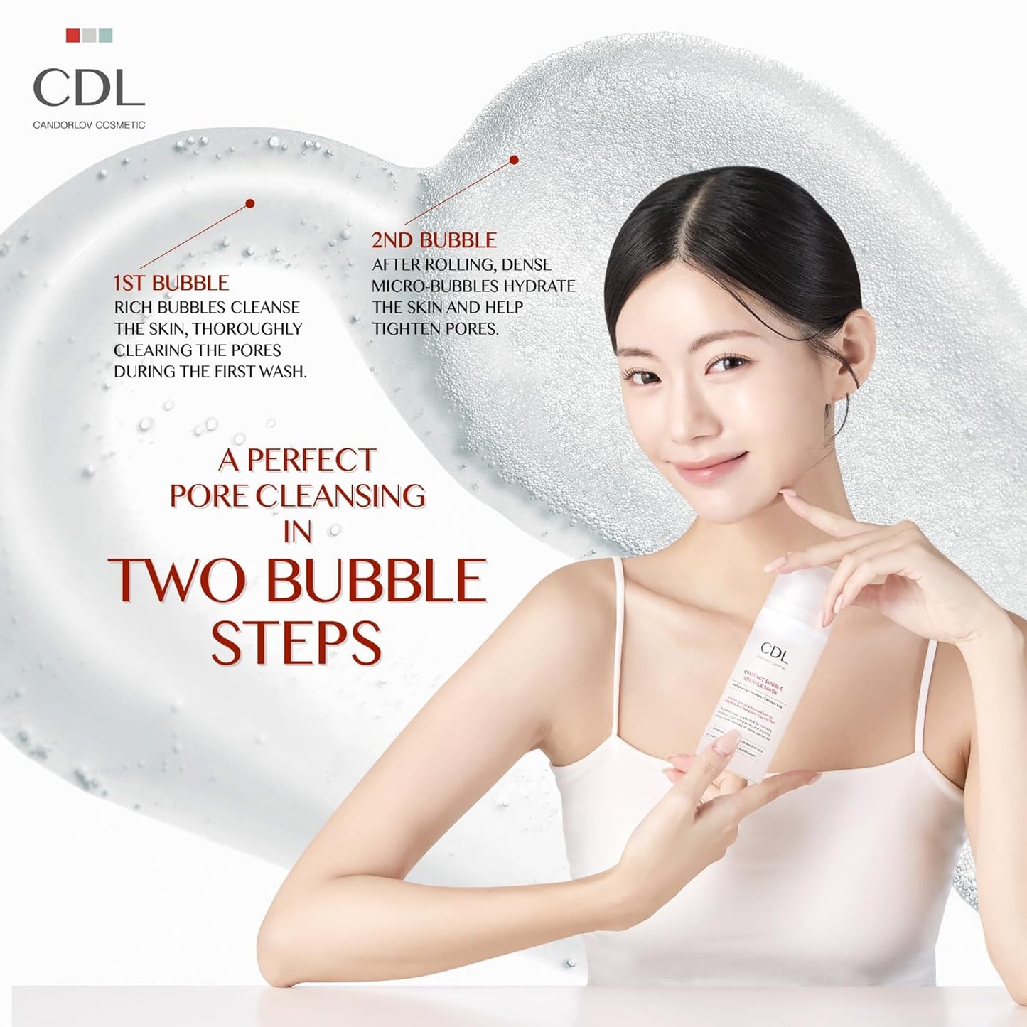 Pore Minimizing Bubble Mask, Peptide, Exfoliation, Pore Tightening & Sebum Control For Blackheads Enlarged Pores, No Skin Irritation, Korean Glass Skin Care,3.52 oz