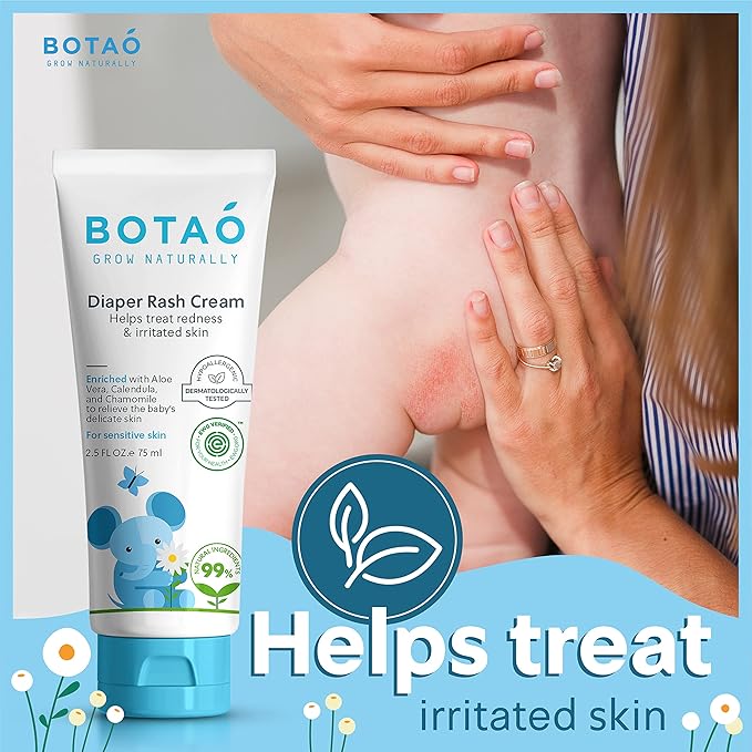 Baby's Natural Diaper Cream | Organic Diaper Cream EWG Verified | Naturally Soothes Baby Rashes | Baby zinc Ointment Natural | For Sensitive Skin with Aloe Vera & Calendula, 2.5Oz (3 Pack)