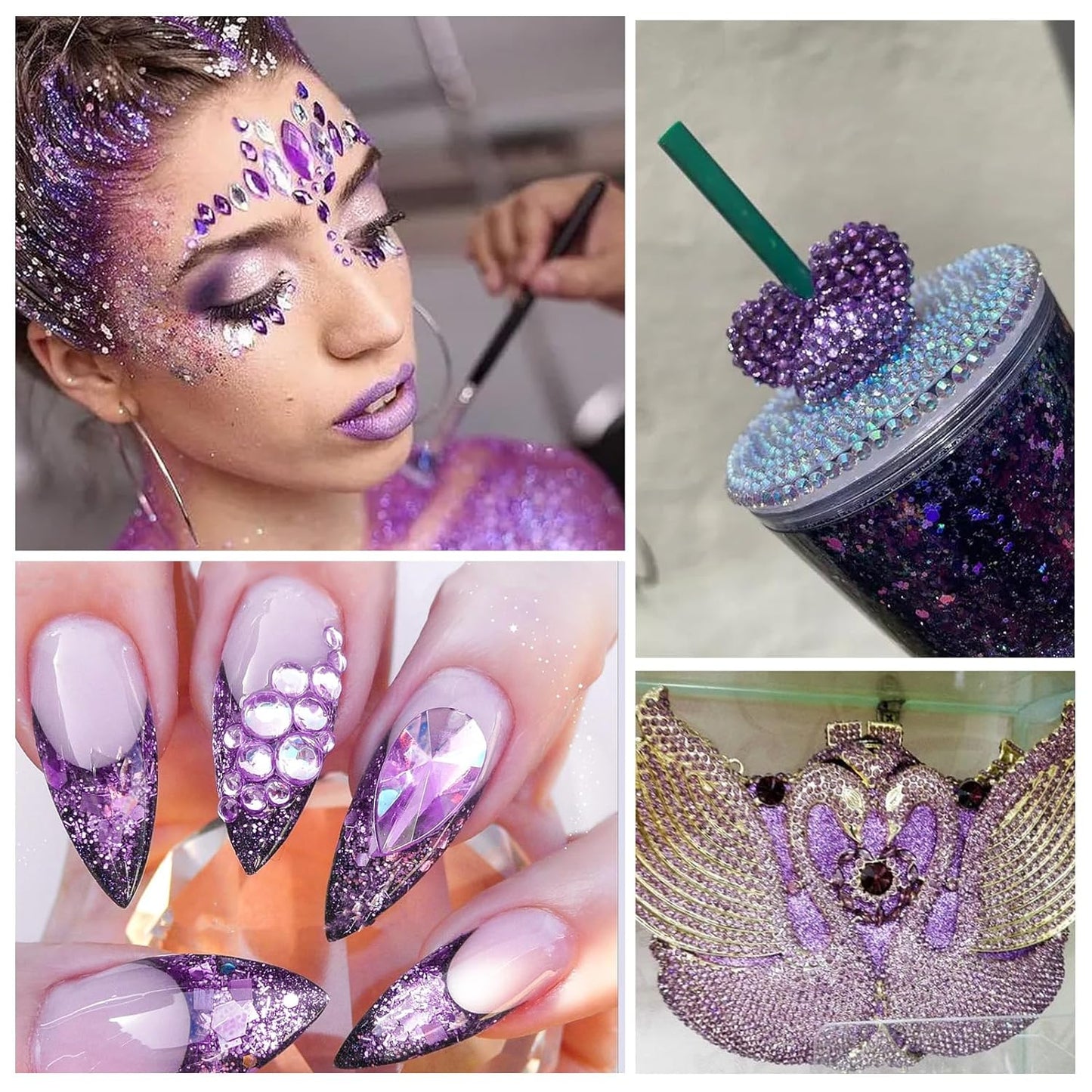 1440Pcs Purple Velvet Crystal Rhinestones,Glass Flatback Rhinestones Gemstones Small for Nail Face Makeup Art Crafts Clothes Decoration - (SS8,2.4mm,Purple Velvet)