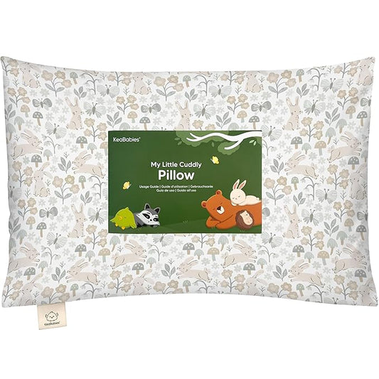 Toddler Pillow with Pillowcase - 13x18 My Little Cuddly Pillow, Viscose Derived From Bamboo Nursery Toddler Pillows for Sleeping,Kids Pillow, Small Travel Pillows, Mini Toddler Bed Pillow (Prairie)