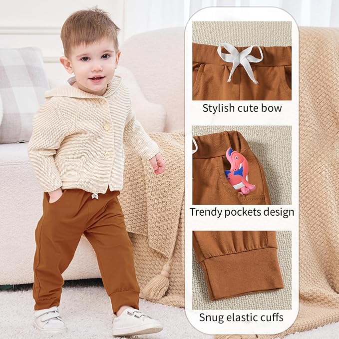 DREAM BUS Pack of 3 Toddler Jogger Pants with Pocket Toddler Boy Sweatpants Baby Boy Pants Infant Newborn Leggings
