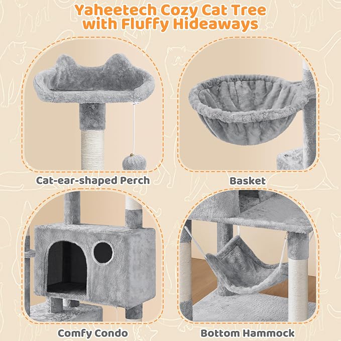 Yaheetech 64.5in Extra Large Multi-Level Cat Tree Kittens Play House Condo - Image 8
