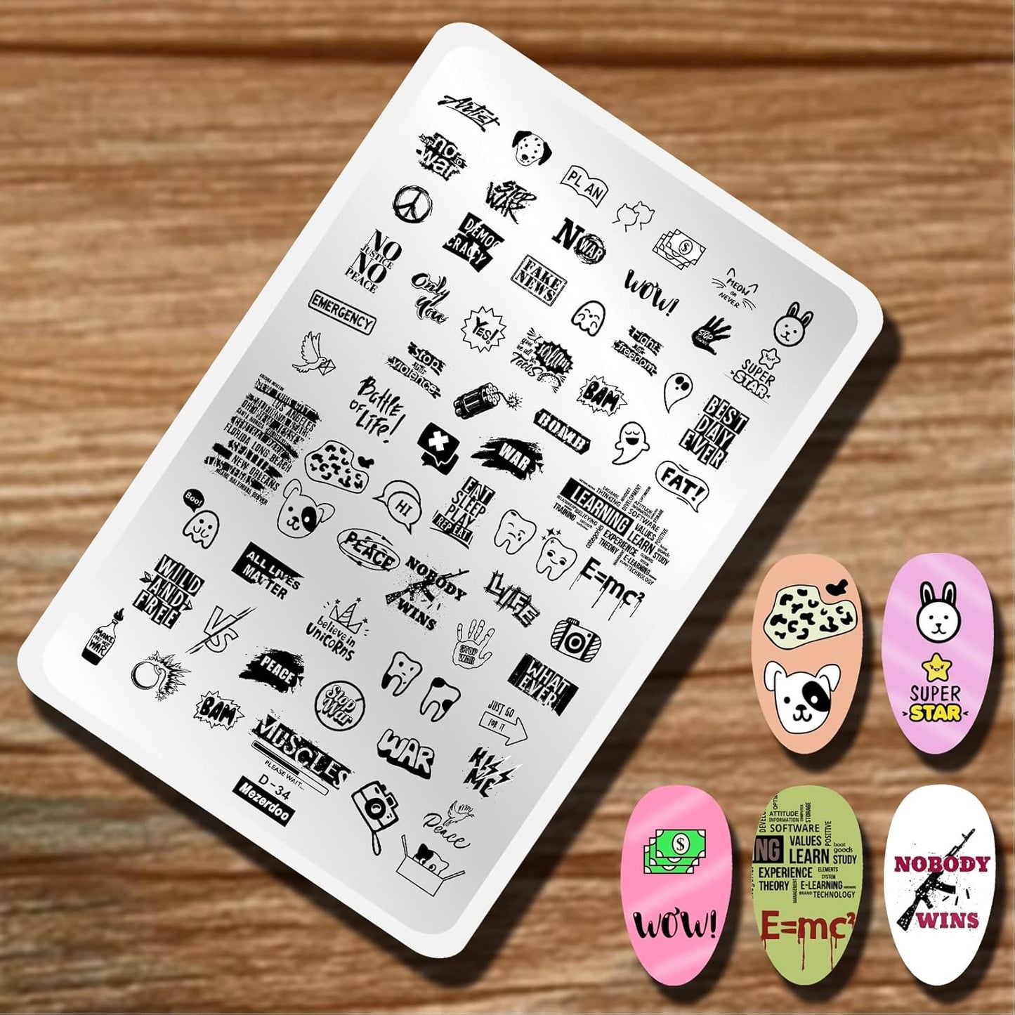 Lips Heart Nail Stamping Plate Kits 2pcs Love Flower Word Design Large Nail Stamp Plate Templates Animal Letter Line Image Stamper Stencils Dog Cat Ghost Halloween Art Stamping Plates Tools