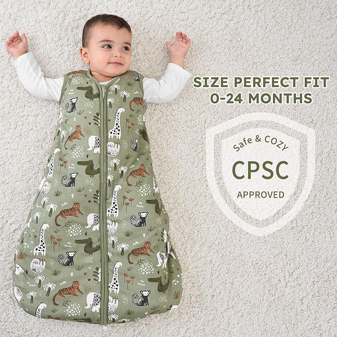 Yoofoss Baby Sleep Sack 0-6 Months, TOG 2.5 Baby Wearable Blanket with 2-Way Zipper, 100% Organic Cotton Fabric Winter Newborn Sleeping Sack, Warm Soft Comfy(Small)