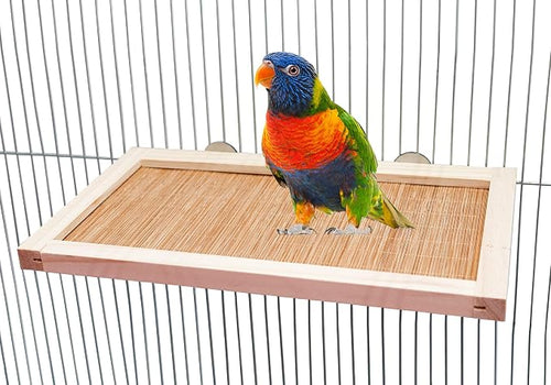 11.8×7.1 Inches Bird Perch Stand Platform, Natural Wooden and Bamboo Small by Neeenn