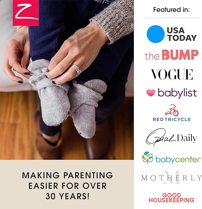 Zutano Unisex Fleece Baby Booties, Two Snap Closure, Newborn to 24 Months