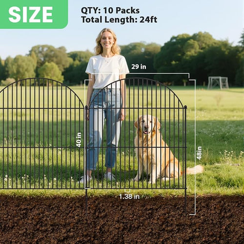 10Pcs No Dig Garden Fence, 40in/24ft Rustproof Metal Dog Fence Outdoor - Image 2