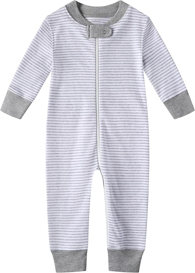Owlivia Organic Cotton Baby Boy Girl Zip up Sleep 'N Play Pjs, Footless, Long Sleeve